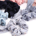 UNIQ scrunchie scarf chiffon set Solid Stripe Flower Color Bow Scrunchies Ponytail ,  Rabbit Bunny Ear BowKnot Scrunchies Hair A